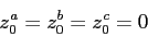 \begin{displaymath}
z_0^a = z_0^b = z_0^c = 0
\end{displaymath}